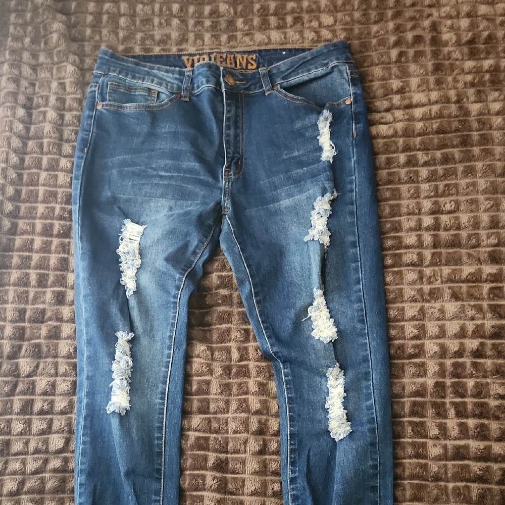 Distressed Blue Jeans